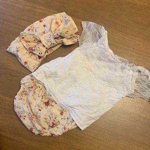 Lace and floral set with head piece